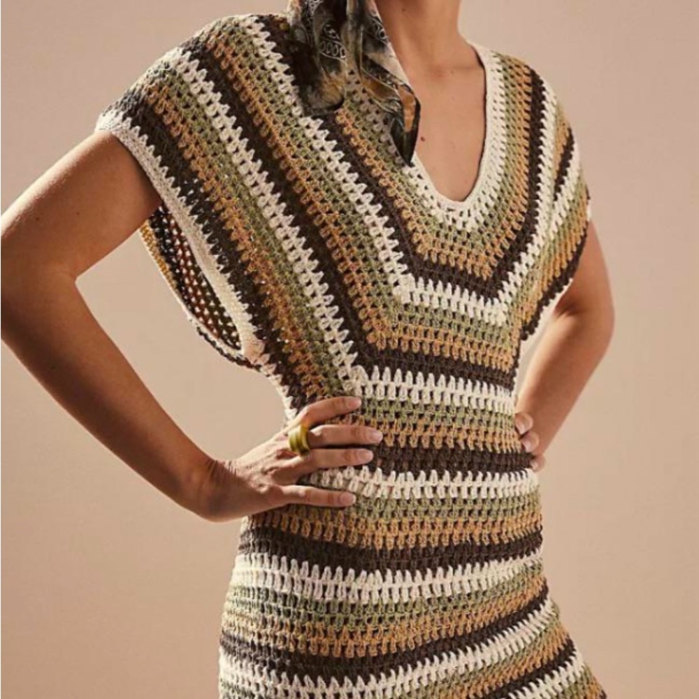 NWT Free People Multicolor Crochet Mini Dress